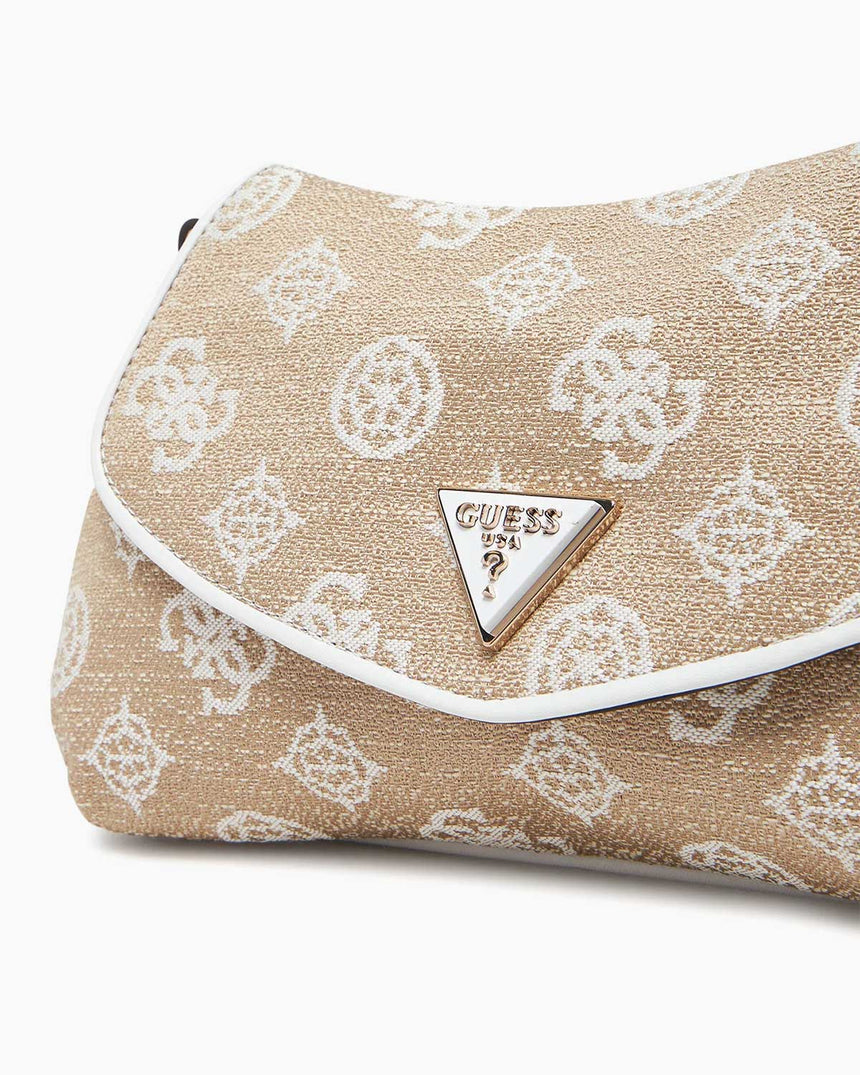 Guess Flap Monogram Omuz Çantası White Logo