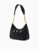 Guess Izzy Peony Zincir Detaylı Omuz Çantası Black Logo