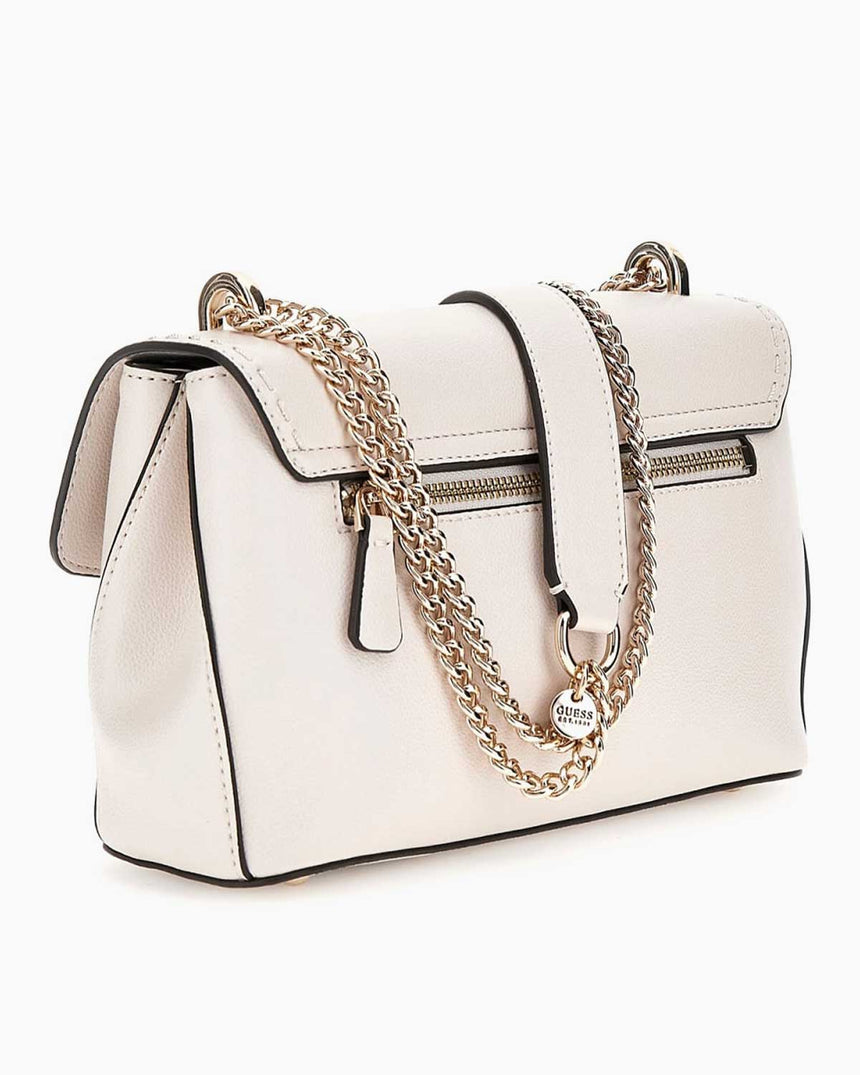 Guess Anadela Flap Zincir Detaylı Omuz Çantası Off White