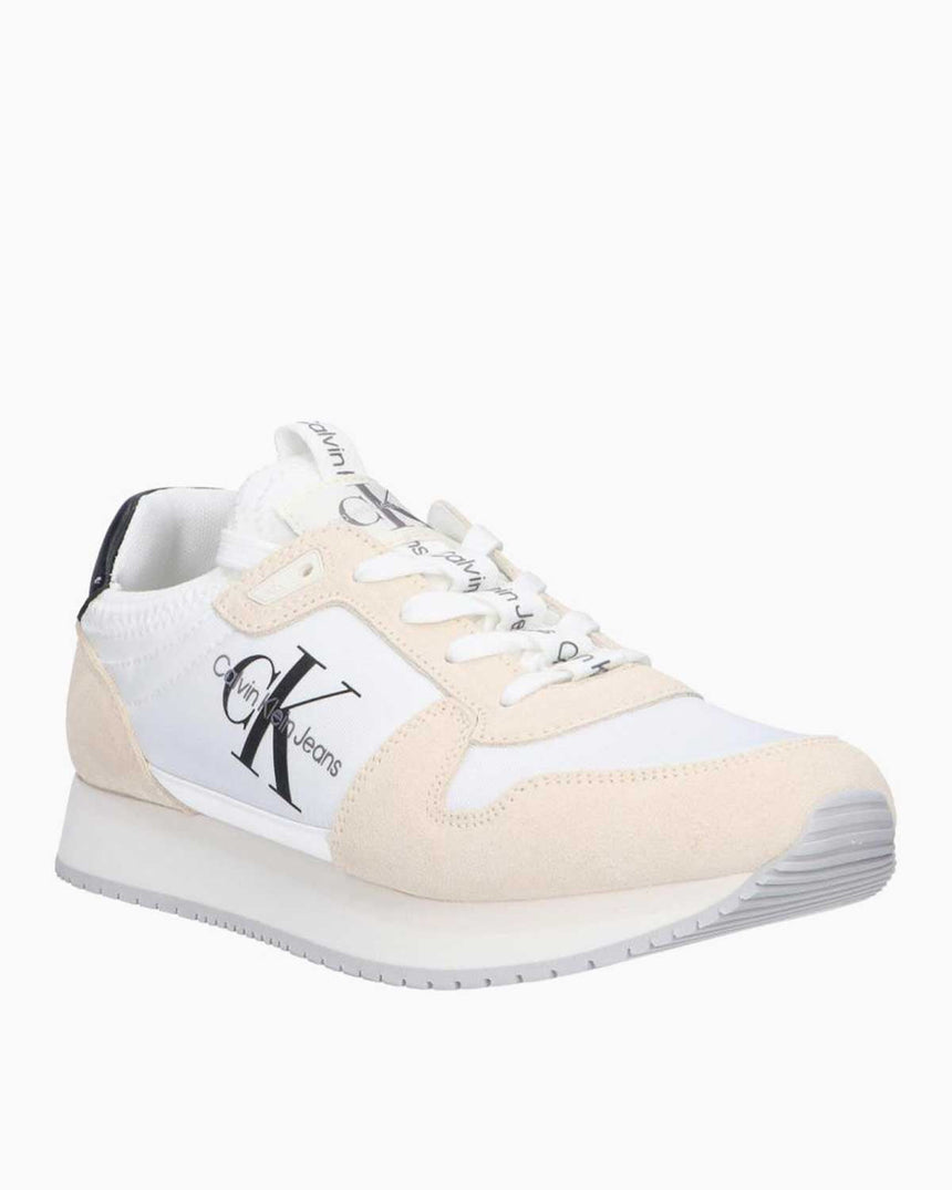 Calvin Klein Runner Sock Lace Up Runner Kadın Sneaker Bright White/Creamy White/Black