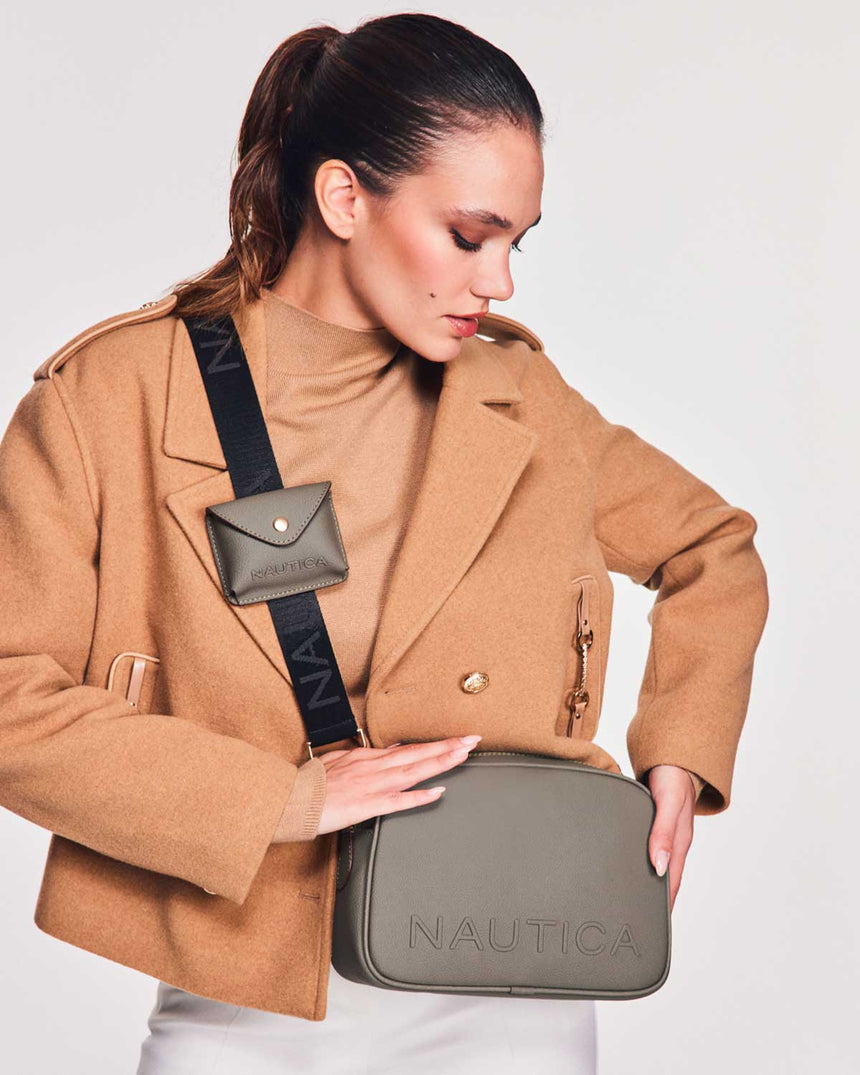 Nautica Mini Cüzdan Detaylı Çapraz Askılı Çanta Açık Haki