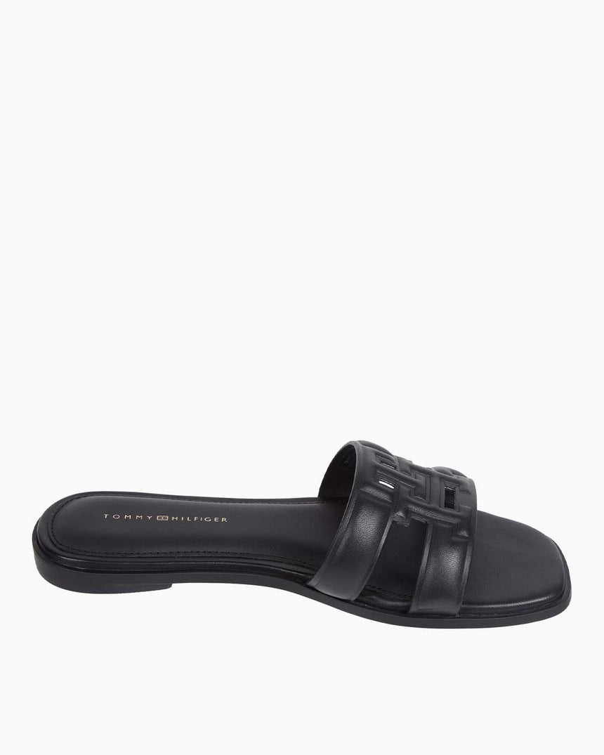 Tommy Hilfiger Logo Strap Mule Flat Sandalet Black