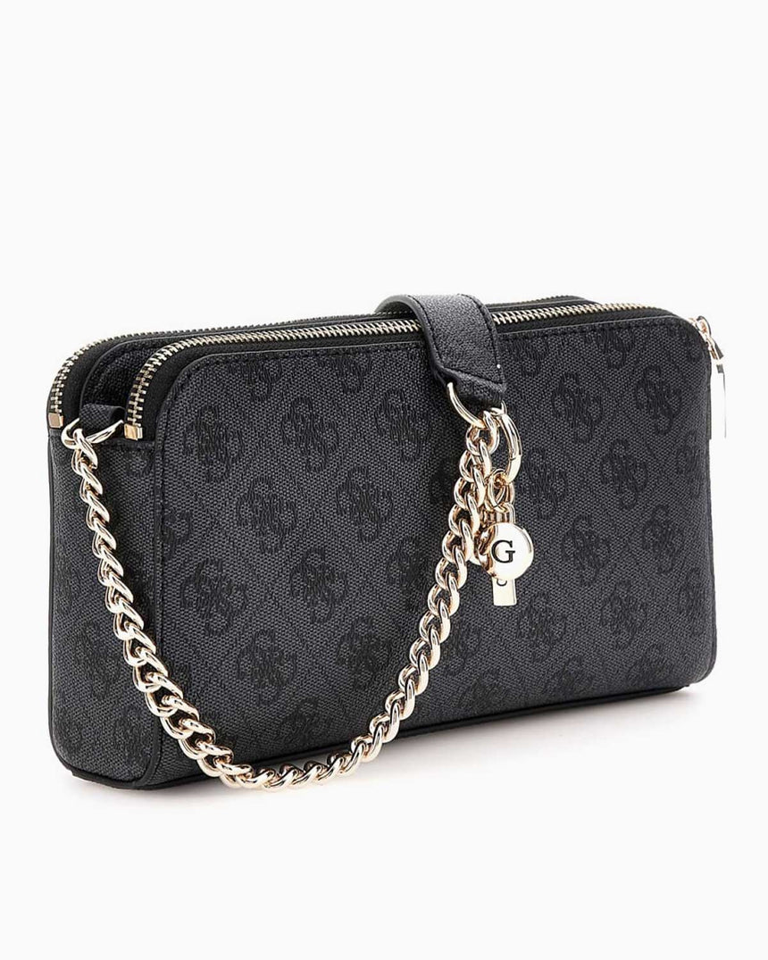 Guess Eco Erica Çift Fermuarlı Çapraz Askılı Çanta Coal Logo