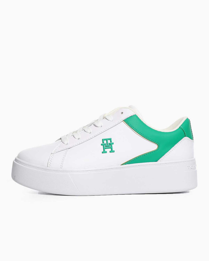 Tommy Hilfiger Platform Court Sneaker White/Olympic Green