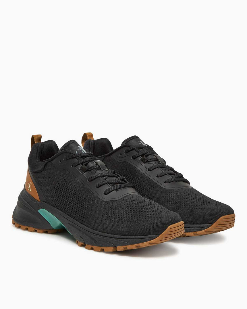 Calvin Klein Tokyo Örgü Detaylı Erkek Koşucu Sneaker Ck Black/Grain Brown/Wild Green