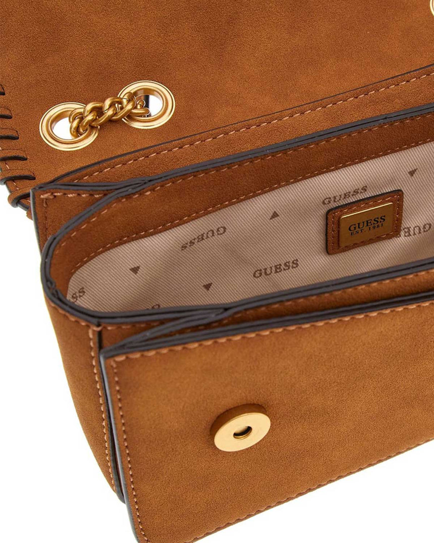 Guess Libera Comparment Süet Çapraz Asklı Çanta Cognac