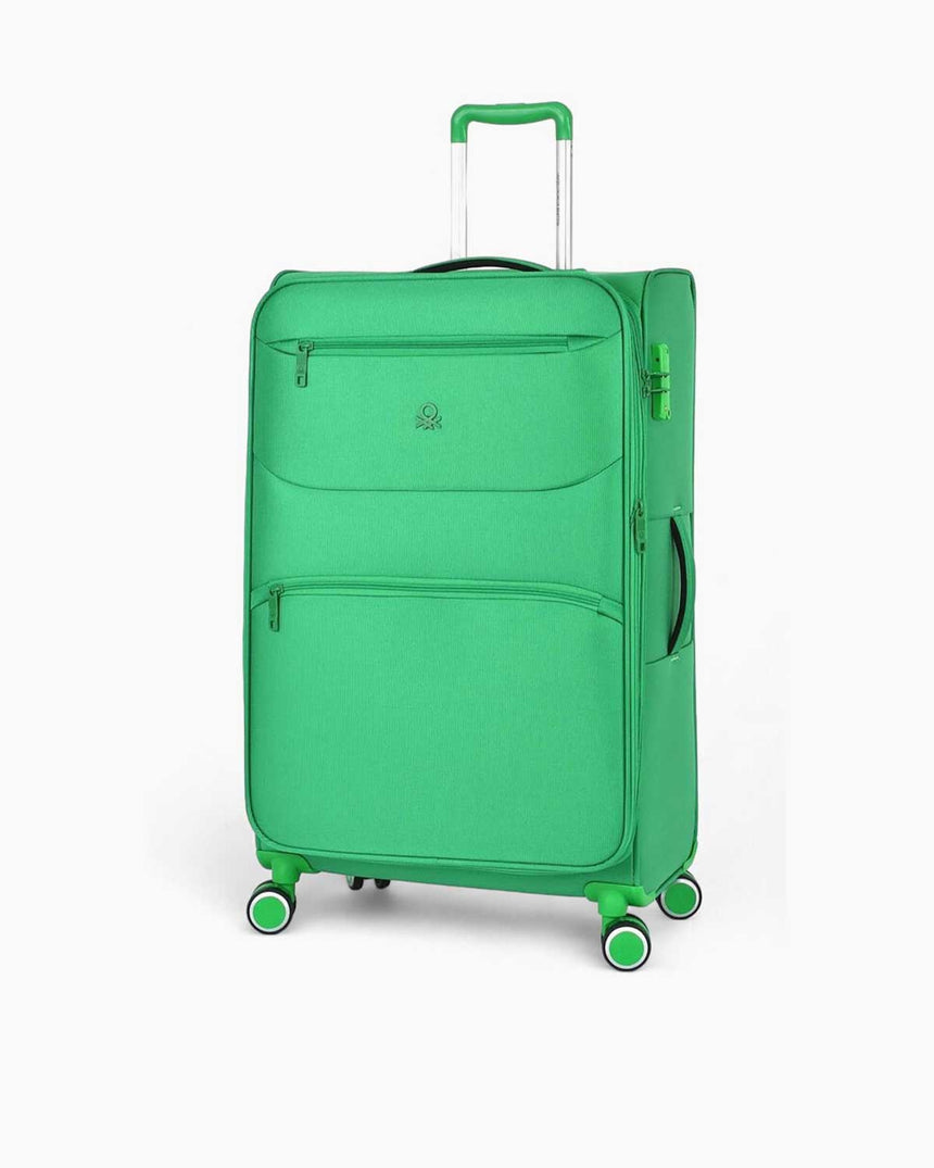 Benetton Logolu Kumaş Büyük Boy Valiz Yeşil