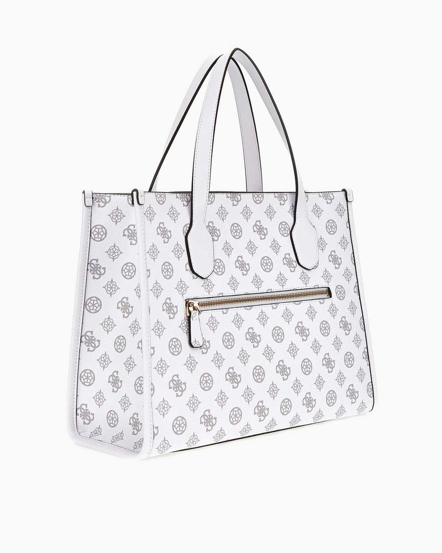 Guess Silvana Logo Desenli Tote El Çantası White Logo