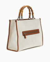 Guess Kerima Bamboo Logolu El Çantası Natural / Latte Logo