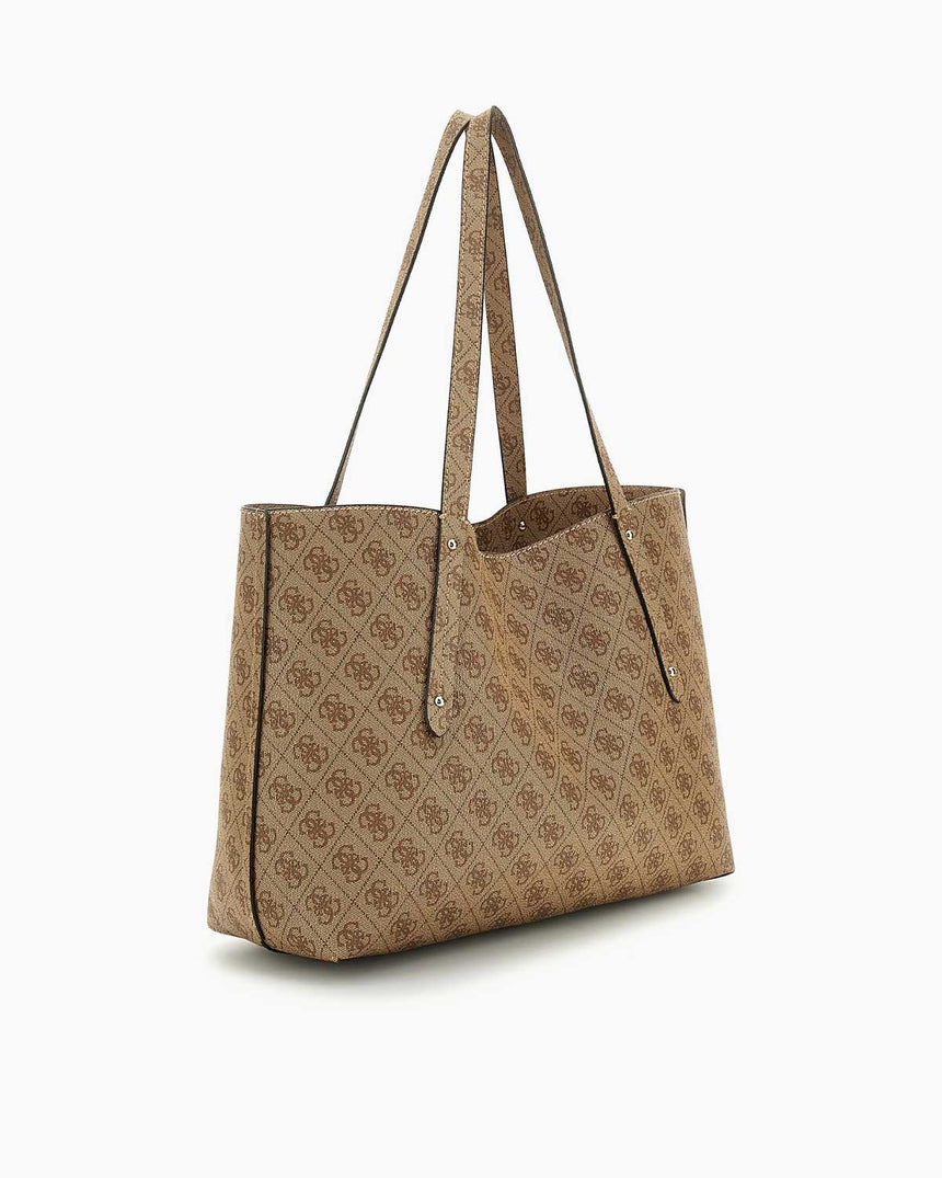 Guess Brenton Kadın Tote Omuz Çantası Latte Logo