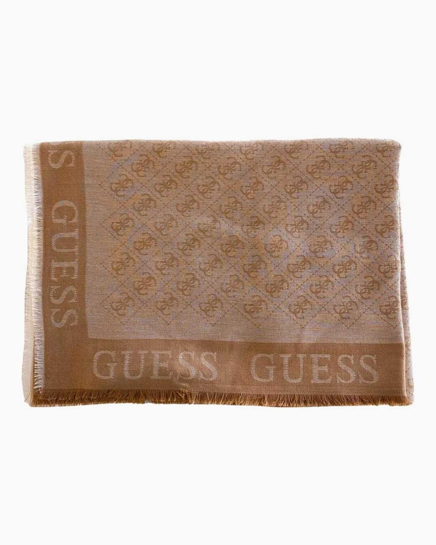 Guess Kefiah Textile Logolu Şal Latte Logo