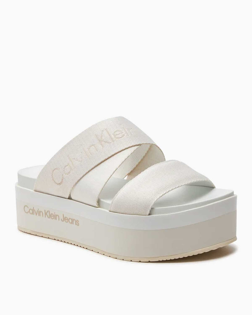 Calvin Klein Flatform Sandal Webbing In Mr Kadın Sandalet Off White