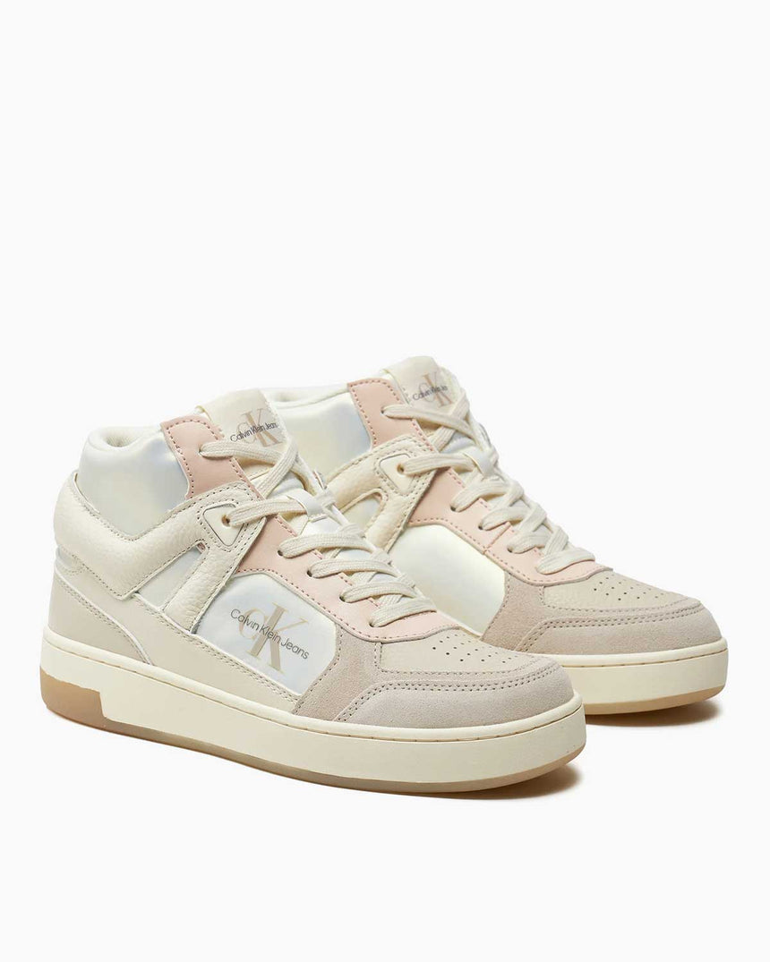 Calvin Klein Basket Cupsole High Mix Kadın Sneaker Creamy White/Eggshell/Whisper Pink