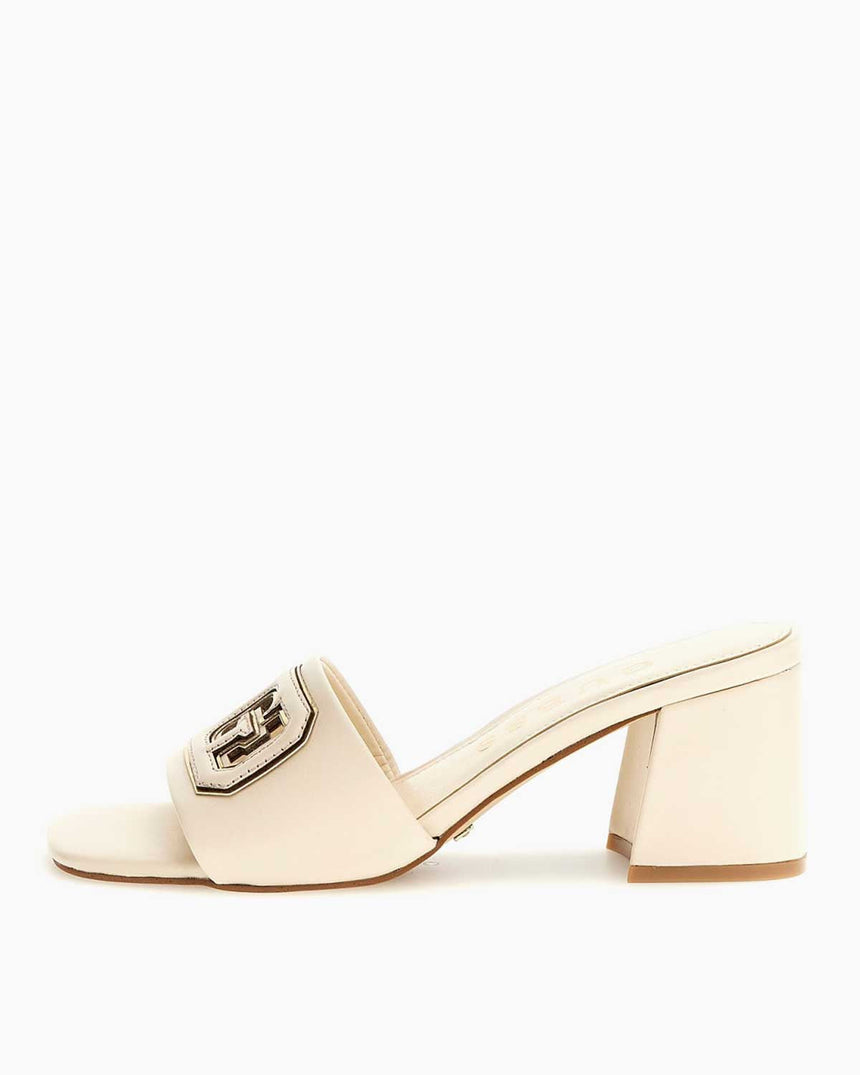 Guess Gals Logolu Topuklu Sandalet Cream/Gold