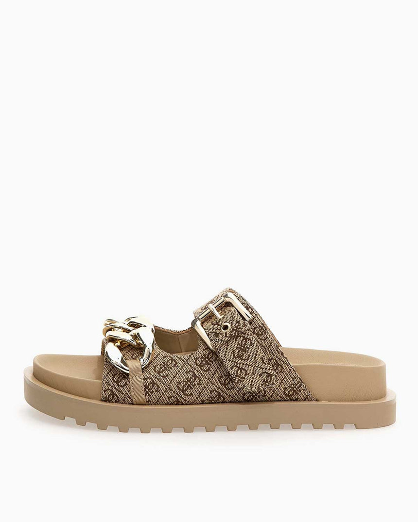 Guess Fatema2 Logolu Terlik Beige / Brown