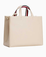 Tommy Hilfiger Resmi Orta Boy Kadın Alışveriş Çantası Classic Beige