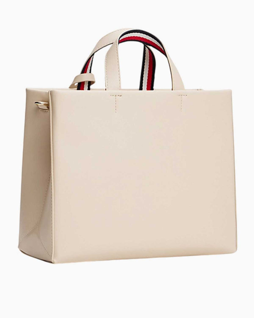 Tommy Hilfiger Resmi Orta Boy Kadın Alışveriş Çantası Classic Beige