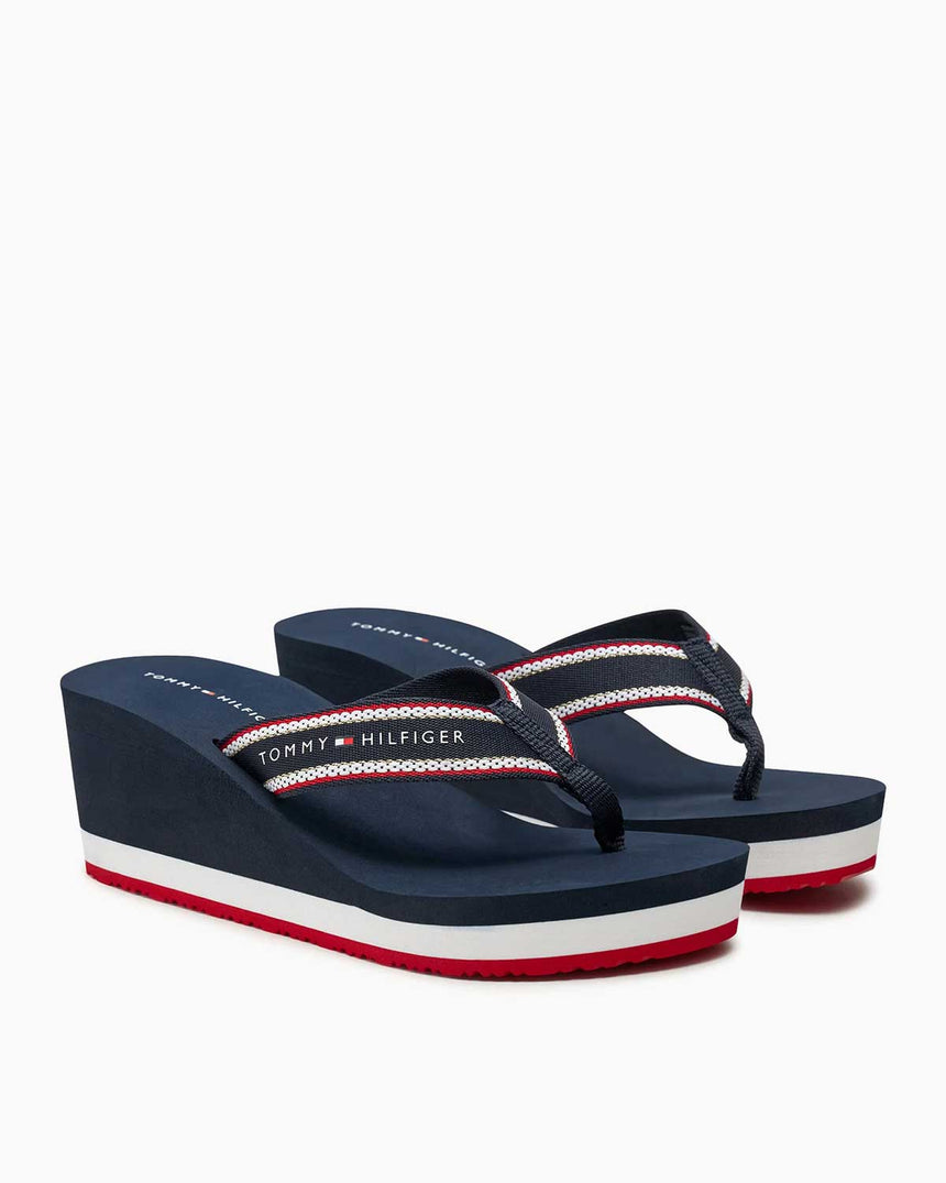 Tommy Hilfiger Wedge Beah Topuklu Parmak Arası Terlik Space Blue