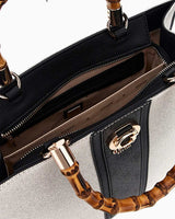 Guess Kerima Bamboo Logolu El Çantası Natural / Coal Logo