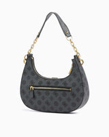 Guess Kuba Top Compartment Monogram Omuz Çantası Charcoal Logo