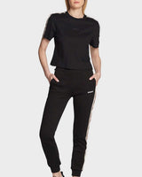 Guess Logo Şeritli Bisiktlet Yaka Tshirt Jet Black