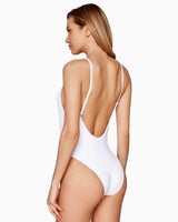 Guess One Piece Logo Detaylı Mayo Pure White