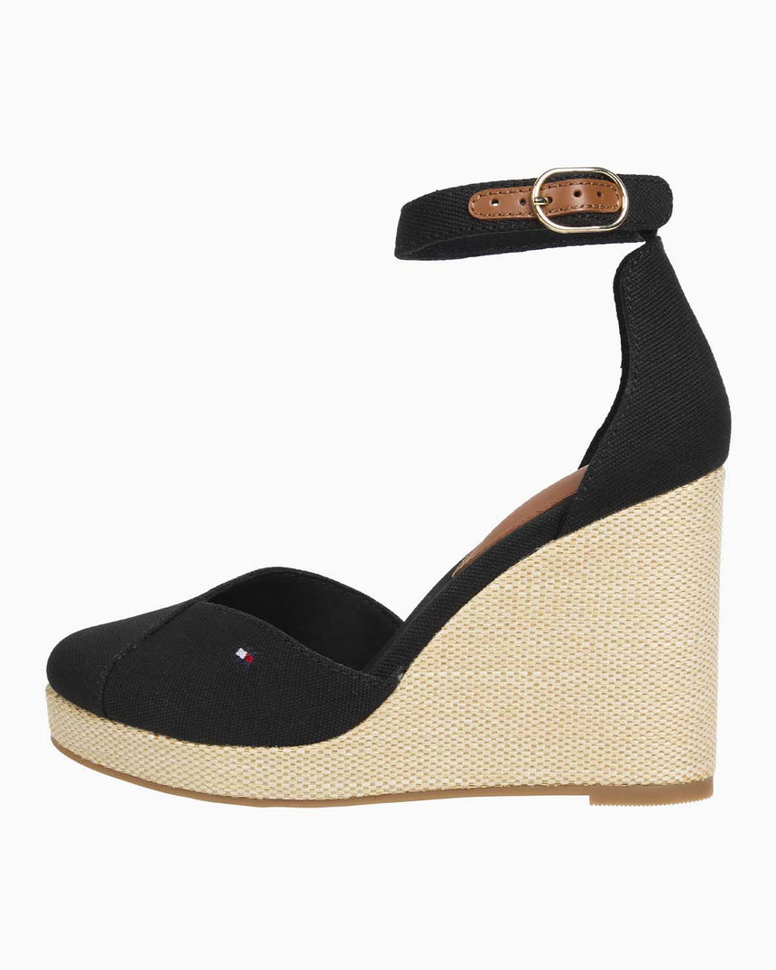 Tommy Hilfiger Flag High Wedge Espadrilles Topuklu Sandalet Black