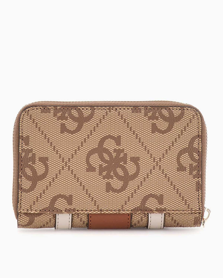 Guess Erenia Orta Boy Fermuarlı Kadın Cüzdan Latte Logo