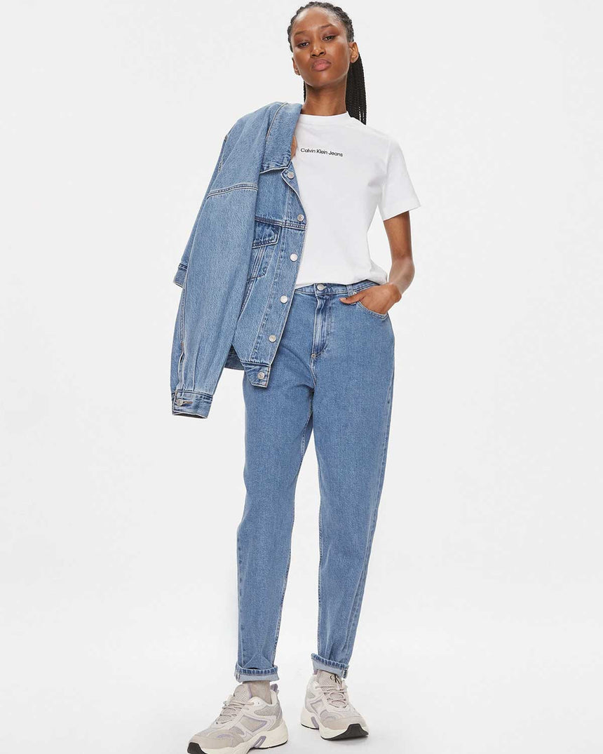 Calvin Klein Straight Bisiklet Yaka Tshirt Bright White