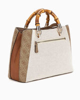 Guess Satchel Monogram Detaylı El Çantası Natural / Latte Logo