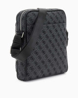 Guess Milano Compact Monogram Baskılı Çapraz Askılı Çanta Coal Black