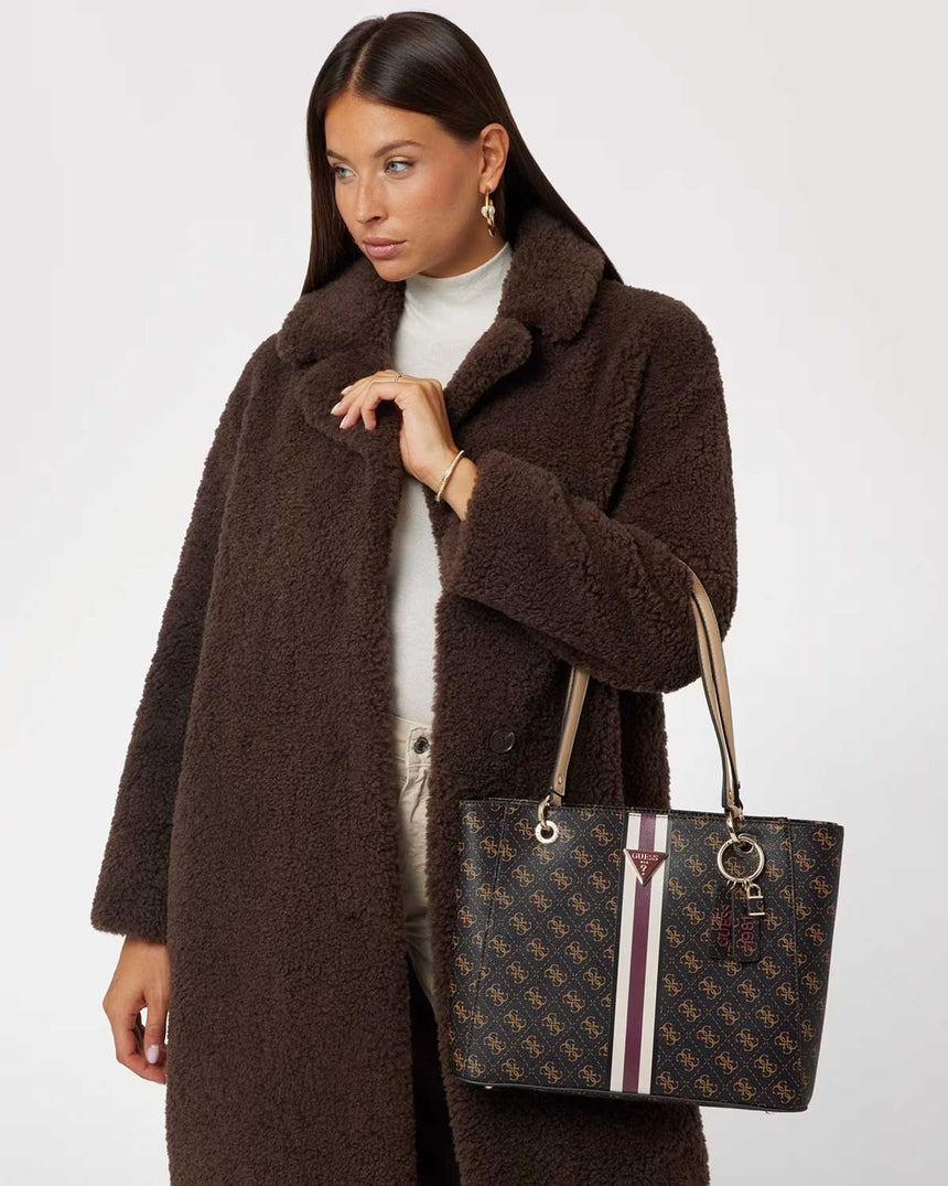 Guess Noelle Katey Flap Logolu Omuz Çantası Brown Logo