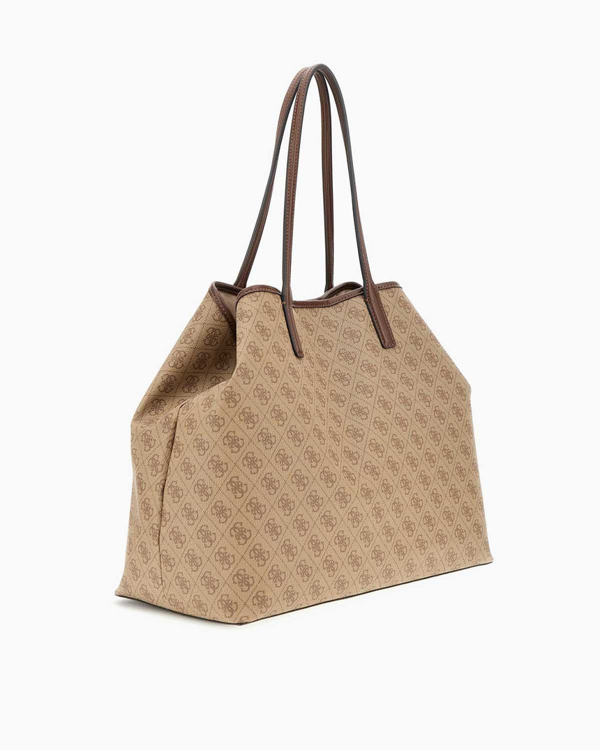 Guess Victtoria Large Monogram Omuz Çantası Latte Logo / Brown