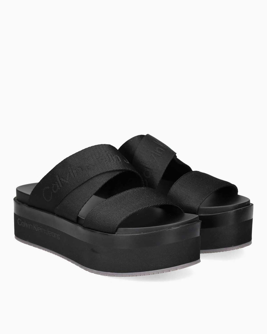 Calvin Klein Flatform Sandal Webbing In Mr Kadın Sandalet Triple Black