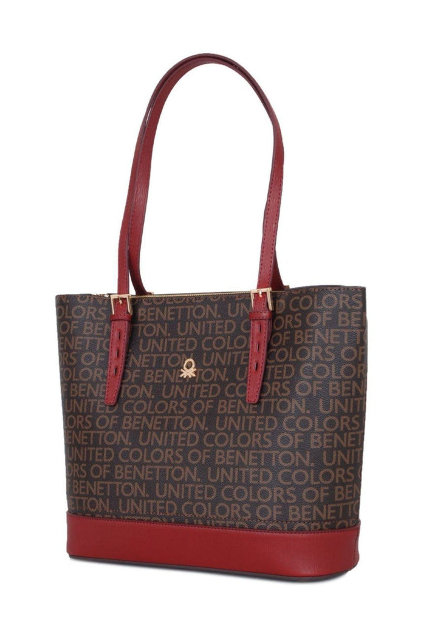 Benetton Mono Kemer Kulplu Kadın Kol Çantası Kahve - Bordo