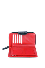 Grande 2 Küçük - 1 Büyük Şeffaf Bölmeli Kadın El Portföyü Siyah - Kırmızı