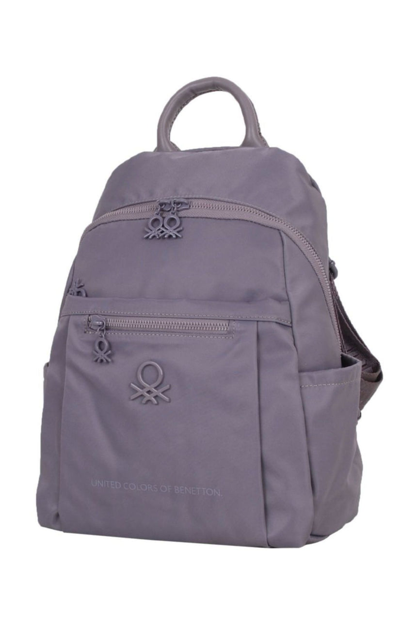 Benetton Metal Logolu Kadın Sırt Çantası Gri