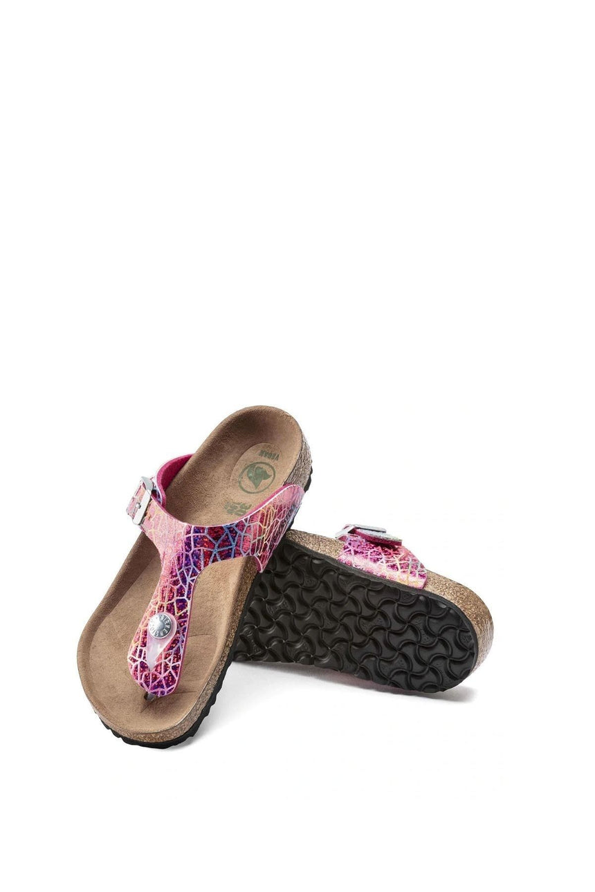 Birkenstock Unisex Kids Gizeh Mf Veg Flashy Hologram Terlik Pink