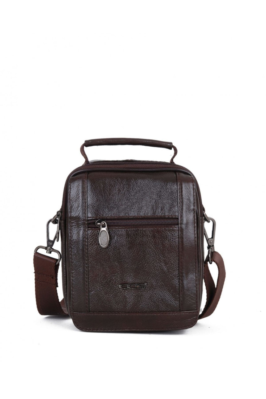 ÇÇS Kapaklı Tasarım Mini Çapraz Askılı Erkek Çantası Brown
