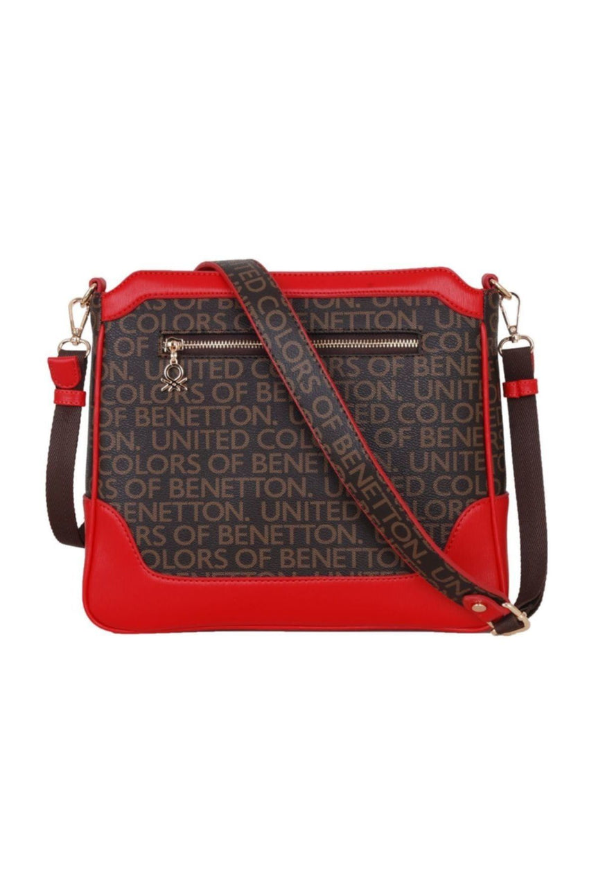 Benetton Mono Çapraz Askılı Kadın Çantası Kahve - Kırmızı