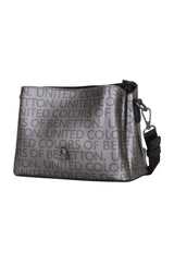 Benetton Çıt Çıtlı Monogram Çapraz Askılı Kadın Çantası Platin - Siyah