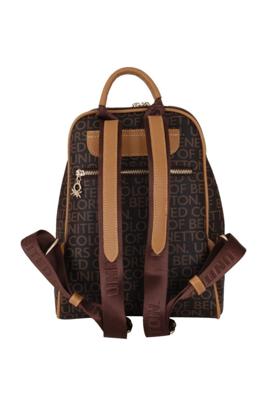 Benetton Ön Fermuar Detaylı Kadın Sırt Çantası Kahve - Hardal