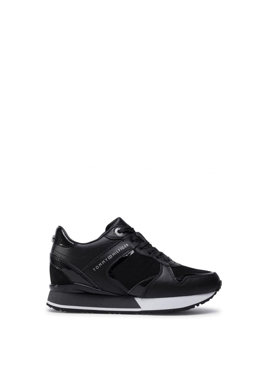 Tommy Hilfiger Kadın Dressy Wedge Mat Mix Runner Sneaker Black