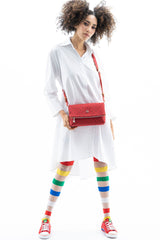 Benetton Logo Baskılı Çapraz Askılı Kadın Çantası Kırmızı - Camel