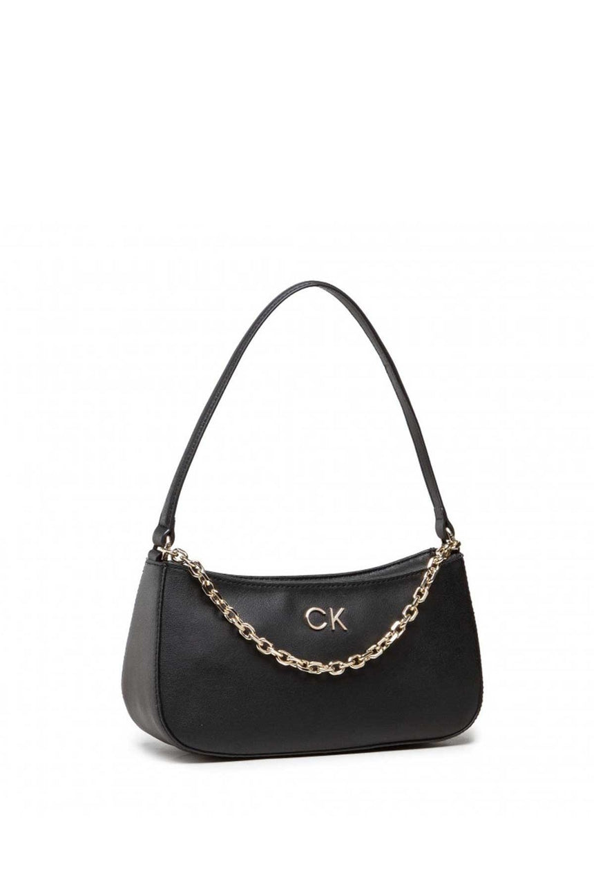 Calvin Klein Re-Lock Shoulder Bag W Chain Kadın Omuz Çantası CK Black