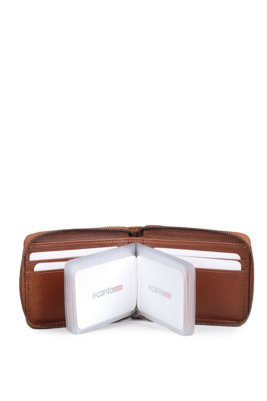 Grande Çoklu Şeffaf Kart Yuvalı Unisex El Portföyü Taba