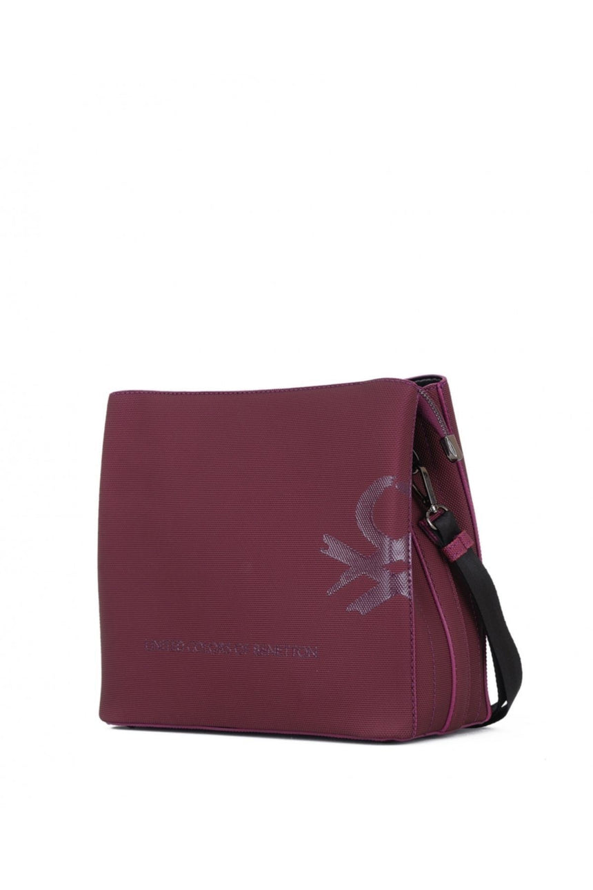 Benetton Üç Bölmeli Çapraz Askılı Kadın Çantası Mürdüm