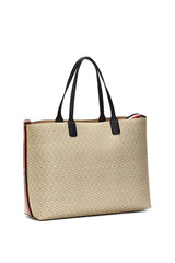 Tommy Hilfiger Iconic Tommy Tote Monogram Kadın Kol Çantası Stone