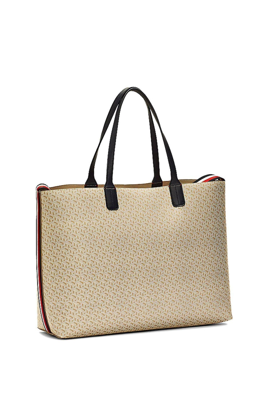 Tommy Hilfiger Iconic Tommy Tote Monogram Kadın Kol Çantası Stone