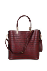 Günlük Kadın El Çantası Bordo Kroko